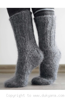 Mohair socks in slate gray unisex hand knitted