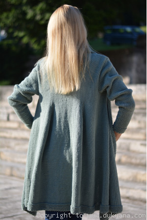 Cotton cardigan with a shawl collar and open fronts in sage