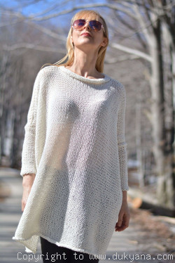 Hand knitted super soft and slouchy summer sweater in cream