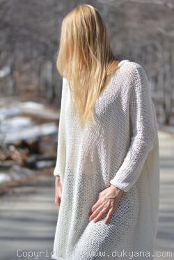 Hand knitted super soft and slouchy summer sweater in cream
