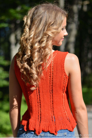 Hand knitted SOFT SUMMER sleeveless top in red