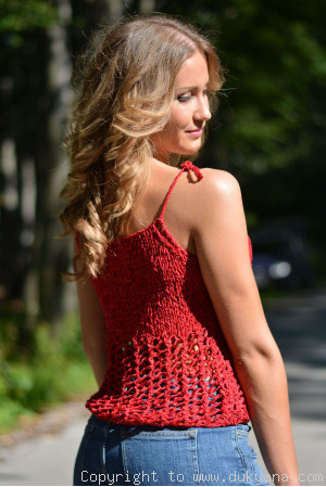 Hand knitted SOFT SUMMER sleeveless top in red-limited edition