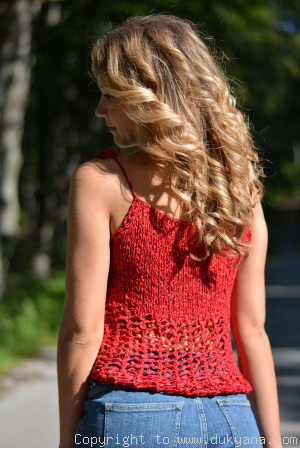 Hand knitted SOFT SUMMER sleeveless top in red-limited edition