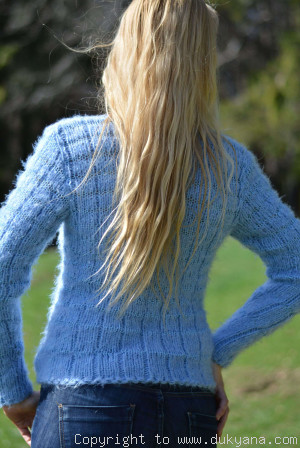 Hand knitted super soft and fuzzy summer Vneck sweater