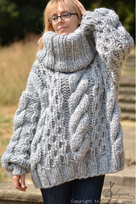 One size chunky wool unisex sweater/H18