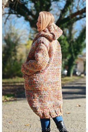 Multicolour chunky wool cardigan in warm autumn tones Multicolour chunky wool cardigan in warm autumn tones