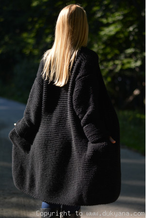 Shawl collared wool cardigan in black