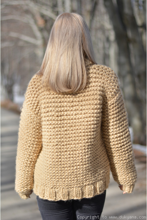 Handknit chunky wool mens sweater soft merino blend handmade 