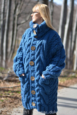 Pure wool chunky cabled unisex collared cardigan made on request