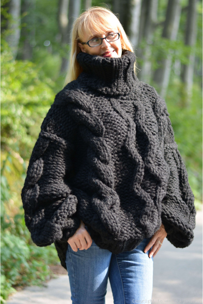 Mohair and Wool Sweater Men Thick and Chunky ,Turtleneck Pullover  Handknitted