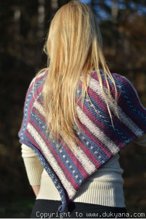 Knitted wool blend poncho in multi-colour