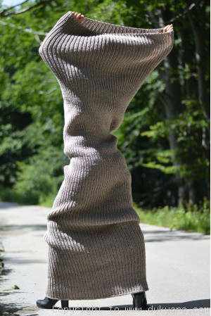 Wool huge tube scarf in beige