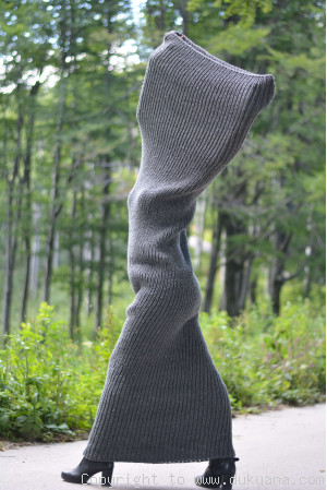 Wool huge tube scarf in dark gray
