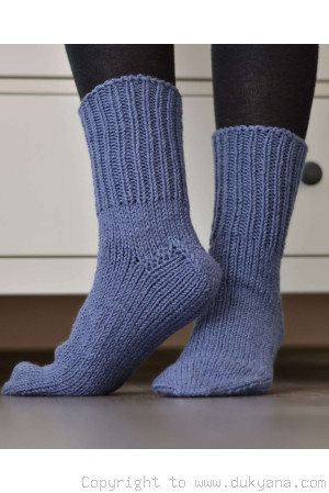 Handmade mens wool socks in denim blue